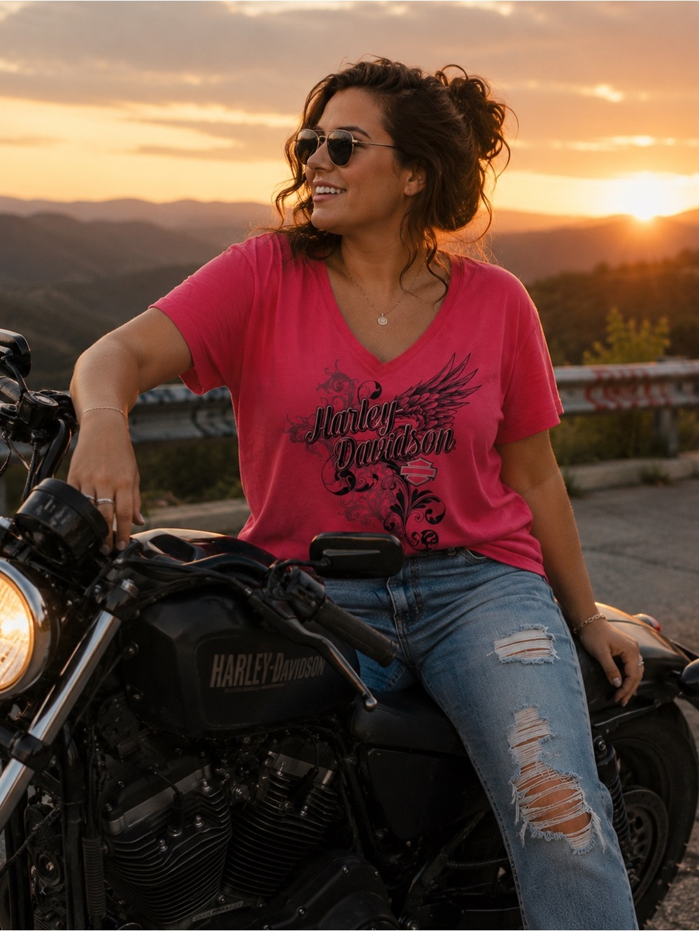 100% CottonPink Harley-Davidson Dubai Vneck X-Large authentic international tee
